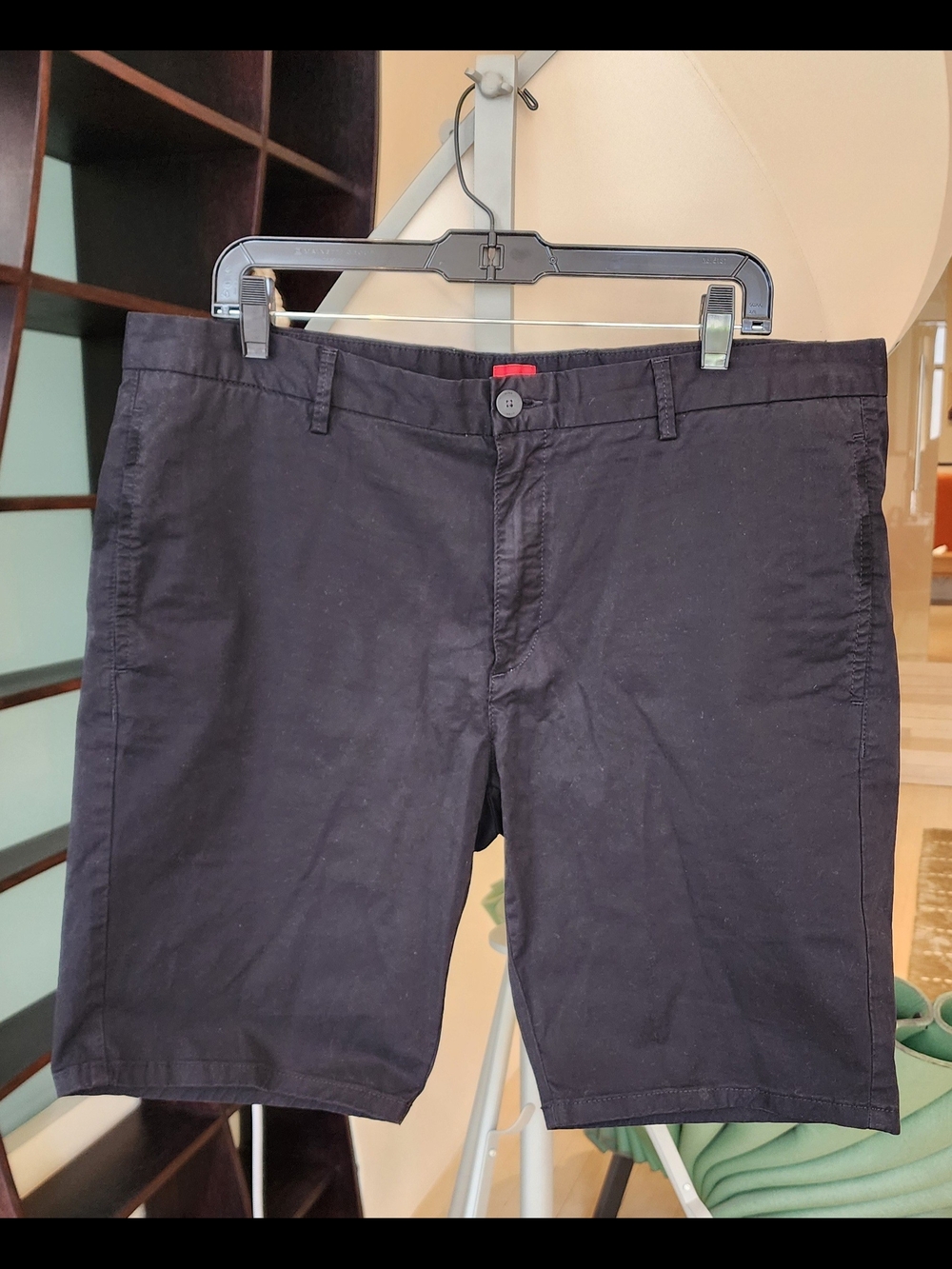 Hugo By Hugo Boss Black Flat Front Cotton Blend Shorts Size 36